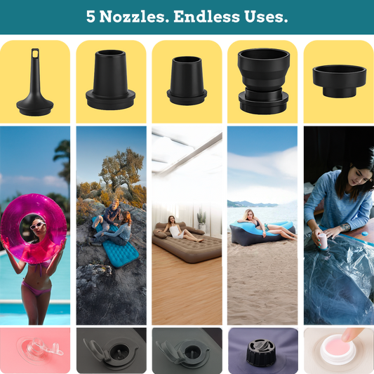 AerPack™ 3-in-1 Mini Electric Air Pump with LED Light & Vacuum Deflator