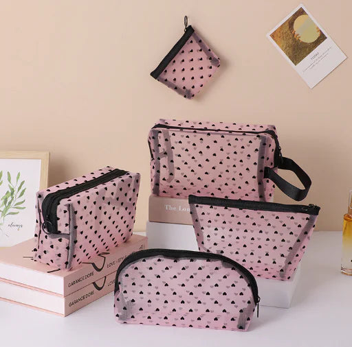 Love Mesh Cosmetic Bag: Stylish and Spacious Storage for Your Beauty Essentials