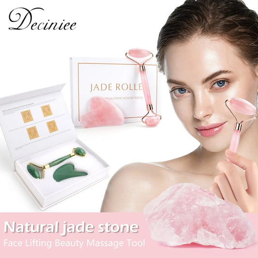 Natural Rose Quartz Jade Roller Set – Revitalize Your Skin and Enhance Your Natural Beauty