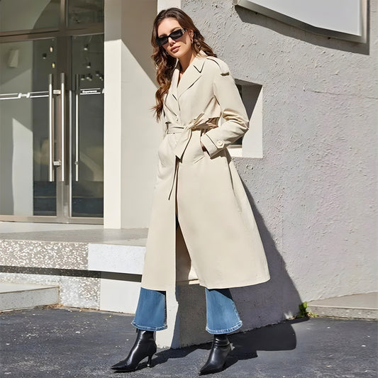 Structured Belted Long Trench Coat