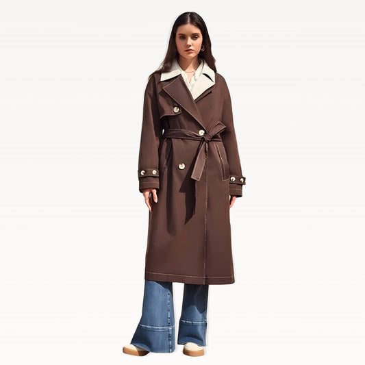 Brown Classic Belted Long Trench Coat