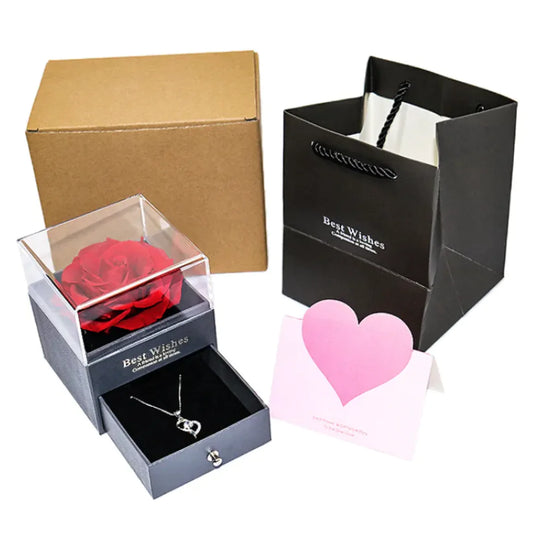 Acrylic Preserved Rose Jewelry Gift Box