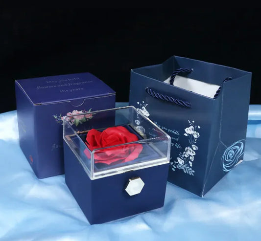 Rotating Soap Flower Rose Gift Box Creative Rotating Rose Jewelry Packaging Box Valentine's Day Gift For Women