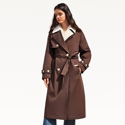 Brown Classic Belted Long Trench Coat