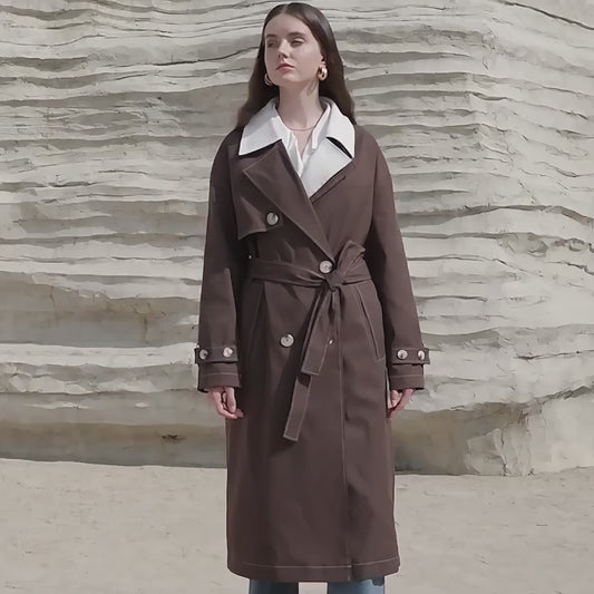 Brown Classic Belted Long Trench Coat