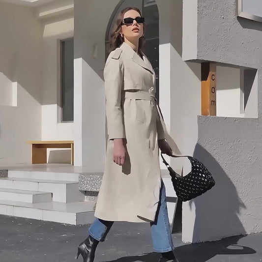Structured Belted Long Trench Coat