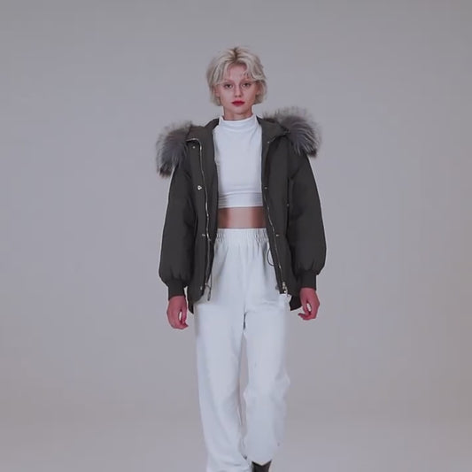 Faux Fur Hooded Parka Coat